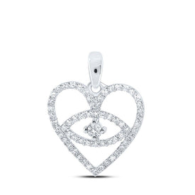 Romantic Diamond Heart & Love Symbol Pendant in 10kt White Gold - Splendid Jewellery