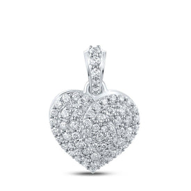 Romantic Diamond Heart & Love Symbol Pendant in 10kt White Gold - 7/8 Cttw - Splendid Jewellery