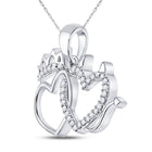 Romantic Diamond Love Duo Pendant | 10kt White Gold Womens Round Diamond Double Heart Pendant 1/6 Cttw | Splendid Jewellery - Splendid Jewellery