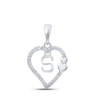 Romantic Elegance: 10kt White Gold Diamond Heart Initial Pendant - Splendid Jewellery