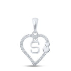 Romantic Elegance: 10kt White Gold Diamond Heart Initial Pendant - Splendid Jewellery