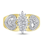Romantic Heart Diamond Cluster Ring in Two - Tone Gold | 1/8 Cttw - Splendid Jewellery