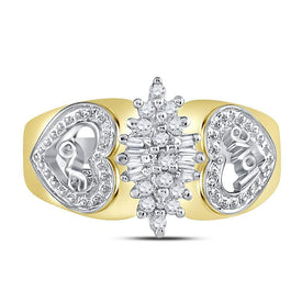 Romantic Heart Diamond Cluster Ring in Two - Tone Gold | 1/8 Cttw - Splendid Jewellery