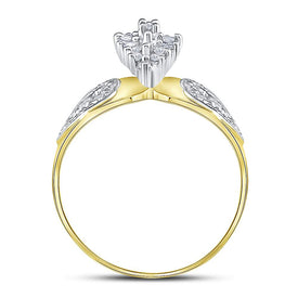 Romantic Heart Diamond Cluster Ring in Two - Tone Gold | 1/8 Cttw - Splendid Jewellery