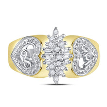 Load image into Gallery viewer, Romantic Heart Diamond Cluster Ring in Two-Tone Gold | 1/8 Cttw Front View from Splendid Jewellery