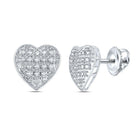 Romantic Heart Diamond Earrings - 10kt White Gold Women's Round 1/10 Cttw - Splendid Jewellery