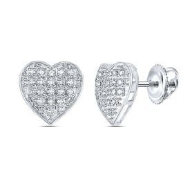 Romantic Heart Diamond Earrings - 10kt White Gold Women's Round 1/10 Cttw - Splendid Jewellery