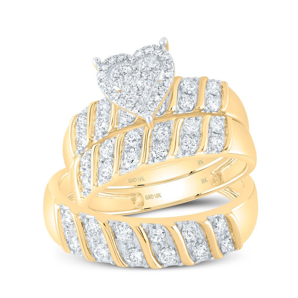 Romantic Heart Diamond Wedding Set in 10kt Yellow Gold - Splendid Jewellery