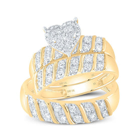 Romantic Heart Diamond Wedding Set in 10kt Yellow Gold - Splendid Jewellery
