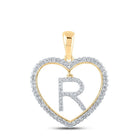 Romantic Heart Initial Diamond Pendant in 10kt Yellow Gold - Splendid Jewellery