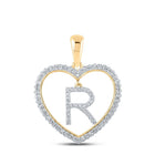 Romantic Heart Initial Diamond Pendant in 10kt Yellow Gold - Splendid Jewellery