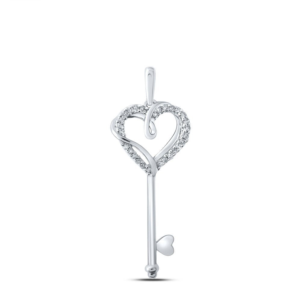 Romantic Heart Key Diamond Pendant in 10kt White Gold by Splendid Jewellery - Splendid Jewellery