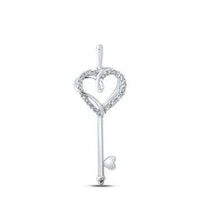 Load image into Gallery viewer, Romantic Heart Key Diamond Pendant in 10kt White Gold by Splendid Jewellery - Splendid Jewellery