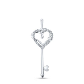 Romantic Heart Key Diamond Pendant in 10kt White Gold by Splendid Jewellery - Splendid Jewellery