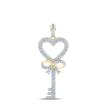 Load image into Gallery viewer, Romantic Heart Key Diamond Pendant in 10kt Yellow Gold - Unlocking Love - Splendid Jewellery