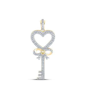 Romantic Heart Key Diamond Pendant in 10kt Yellow Gold - Unlocking Love - Splendid Jewellery