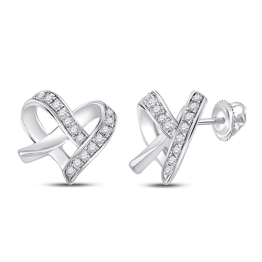 Romantic Heart Sparkle Earrings in 10kt White Gold - Splendid Jewellery