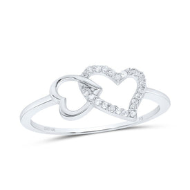 Romantic Love Diamond Heart Ring Top view from the 10Kt White Gold Womens Round Diamond Double Heart Ring 1 20 Cttwpin82116 collection by Splendid Jewellery