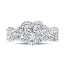 Load image into Gallery viewer, Romantic Love Story 10kt White Gold Diamond Heart Bridal Wedding Ring Band Set - Splendid Jewellery