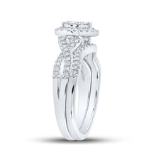 Load image into Gallery viewer, Romantic Love Story 10kt White Gold Diamond Heart Bridal Wedding Ring Band Set - Splendid Jewellery
