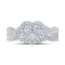 Load image into Gallery viewer, Romantic Love Story 10kt White Gold Diamond Heart Bridal Wedding Ring Band Set - Alternate view 4 from Splendid Jewellery