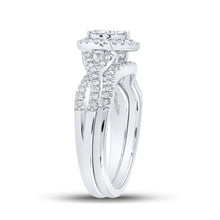 Load image into Gallery viewer, Romantic Love Story 10kt White Gold Diamond Heart Bridal Wedding Ring Band Set - Alternate view 3 from Splendid Jewellery