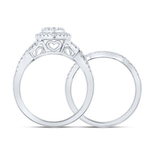 Load image into Gallery viewer, Romantic Love Story 10kt White Gold Diamond Heart Bridal Wedding Ring Band Set - Splendid Jewellery
