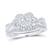 Load image into Gallery viewer, Romantic Love Story 10kt White Gold Diamond Heart Bridal Wedding Ring Band Set - Splendid Jewellery