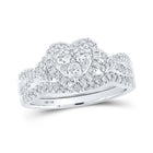 Romantic Love Story 10kt White Gold Diamond Heart Bridal Wedding Ring Set - Splendid Jewellery