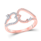Romantic Love Story Diamond Band | 14kt Rose Gold Womens Round Diamond Double Heart Ring 1/5 Cttw | Splendid Jewellery - Splendid Jewellery