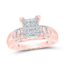 Romantic Radiance: 10kt Rose Gold Diamond Cluster Bridal Wedding Ring - Alternate view 1 from Splendid Jewellery
