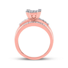 Load image into Gallery viewer, Romantic Radiance: 10kt Rose Gold Diamond Cluster Bridal Wedding Ring - Alternate view 2 from Splendid Jewellery