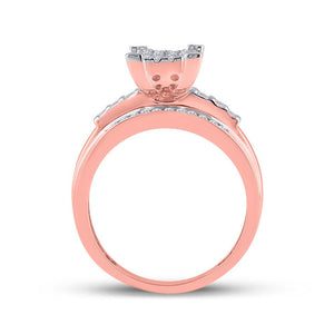 Romantic Radiance: 10kt Rose Gold Diamond Cluster Bridal Wedding Ring - Splendid Jewellery