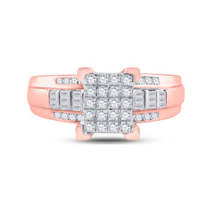 Romantic Radiance: 10kt Rose Gold Diamond Cluster Bridal Wedding Ring - Splendid Jewellery