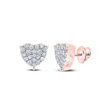 Load image into Gallery viewer, Romantic Radiance: 10kt Rose Gold Diamond Heart Earrings - Splendid Jewellery