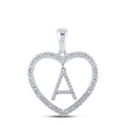 Romantic Radiance: 10kt White Gold Diamond Heart "A" Pendant - Splendid Jewellery