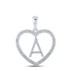 Romantic Radiance: 10kt White Gold Diamond Heart "A" Pendant - Splendid Jewellery