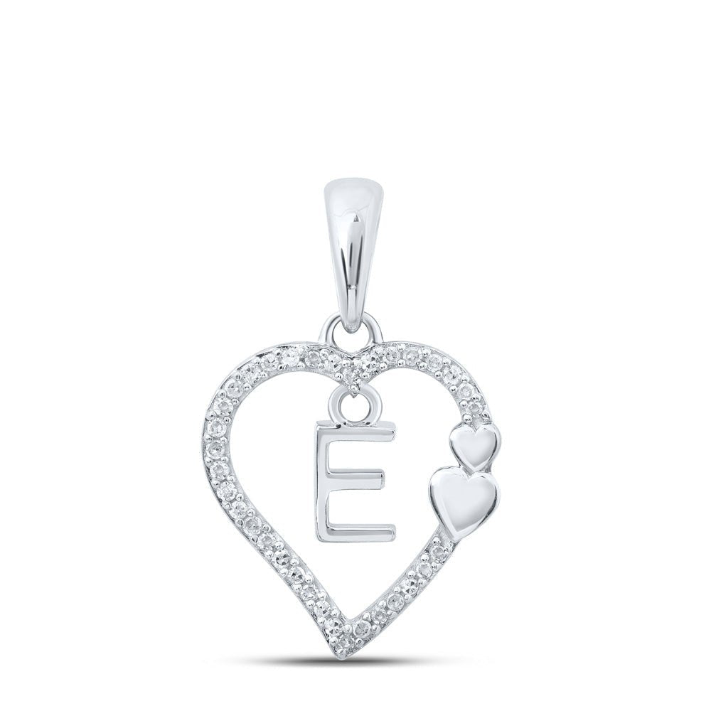 Romantic Radiance: 10kt White Gold Diamond Heart Letter Pendant - Splendid Jewellery