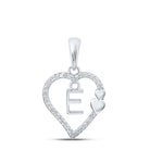 Romantic Radiance: 10kt White Gold Diamond Heart Letter Pendant - Splendid Jewellery