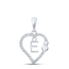 Romantic Radiance: 10kt White Gold Diamond Heart Letter Pendant - Splendid Jewellery