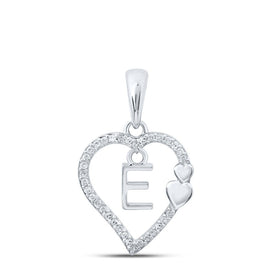 Romantic Radiance: 10kt White Gold Diamond Heart Letter Pendant - Splendid Jewellery