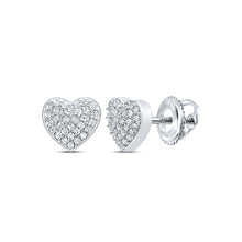 Load image into Gallery viewer, Romantic Radiance: 10kt White Gold Heart - Shaped Diamond Earrings - Splendid Jewellery