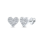 Romantic Radiance: 10kt White Gold Womens Round Diamond Heart Earrings 1/3 Cttw - Splendid Jewellery
