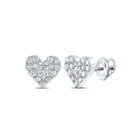 Romantic Radiance: 10kt White Gold Womens Round Diamond Heart Earrings 1/3 Cttw - Splendid Jewellery