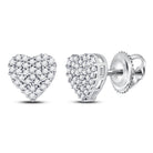 Romantic Radiance: 10kt White Gold Womens Round Diamond Heart Earrings 1/6 Cttw - Splendid Jewellery