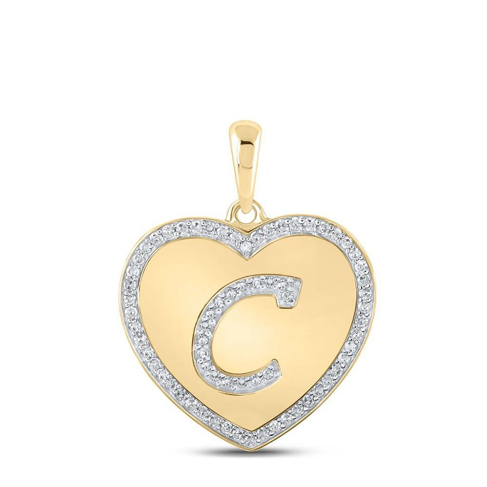 Romantic Radiance: 10kt Yellow Gold Diamond Heart Initial Pendant - Splendid Jewellery