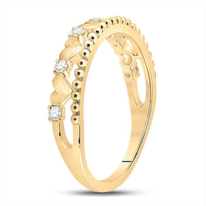 Romantic Radiance: 10kt Yellow Gold Heart Diamond Band Ring - Splendid Jewellery