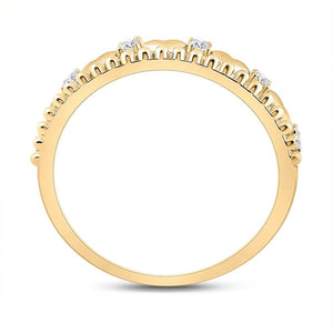 Romantic Radiance: 10kt Yellow Gold Heart Diamond Band Ring - Splendid Jewellery