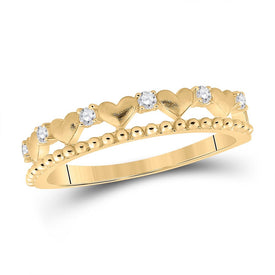 Romantic Radiance: 10kt Yellow Gold Heart Diamond Band Ring product  Top View from Splendid Jewellery