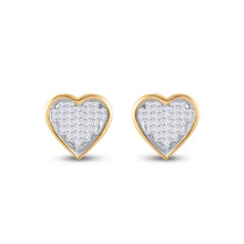 Load image into Gallery viewer, Romantic Radiance: 10kt Yellow Gold Princess Diamond Heart Earrings - Splendid Jewellery